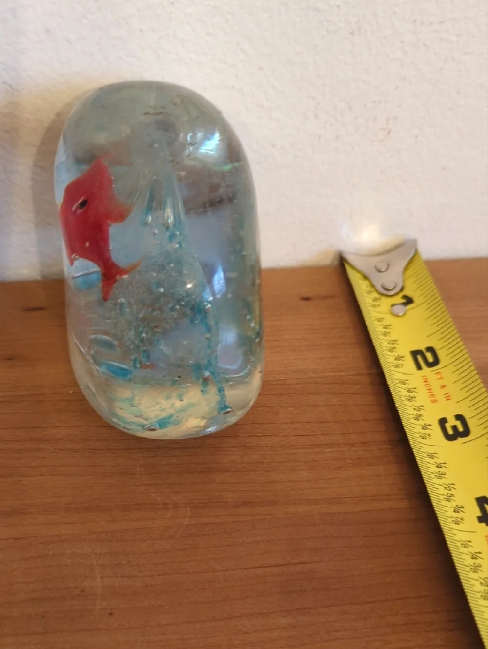 Glass Paper Weight Fish Ornament - Decorative Aquarium Accent